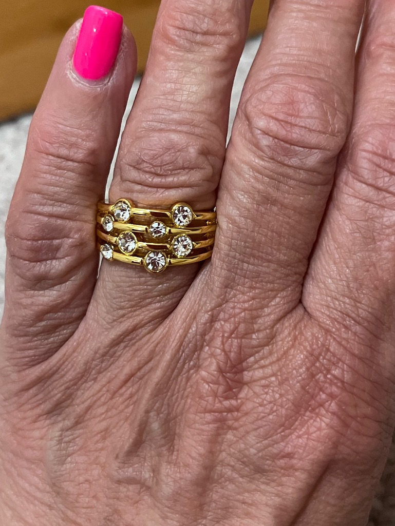 Golden Layered Zirconia Multi-Band Accent Ring — image 4 of 8